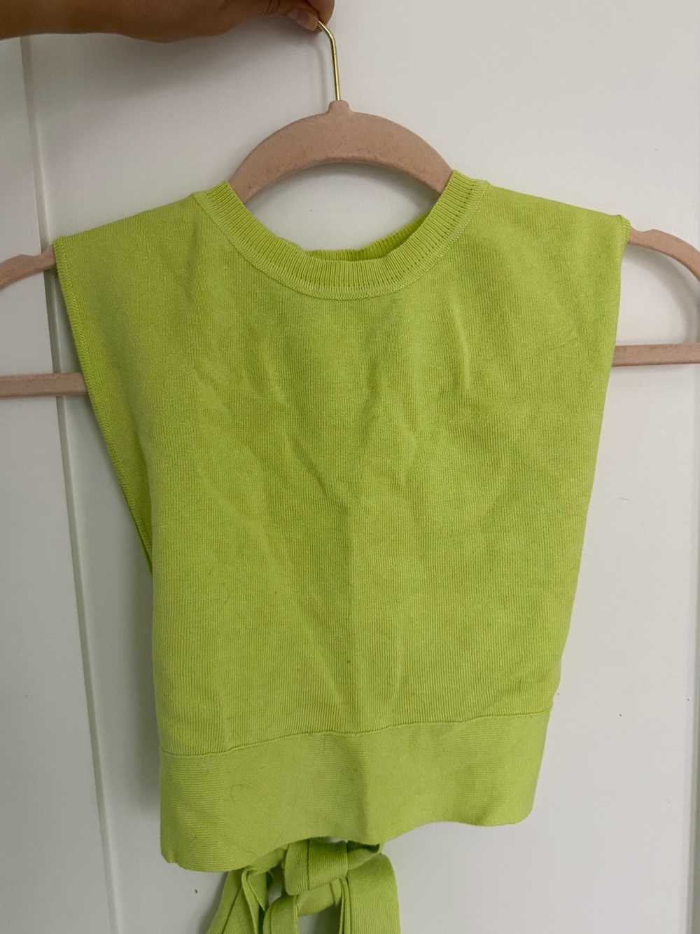 Zara Neon Lime Knit Sleeveless Tie-Back Top